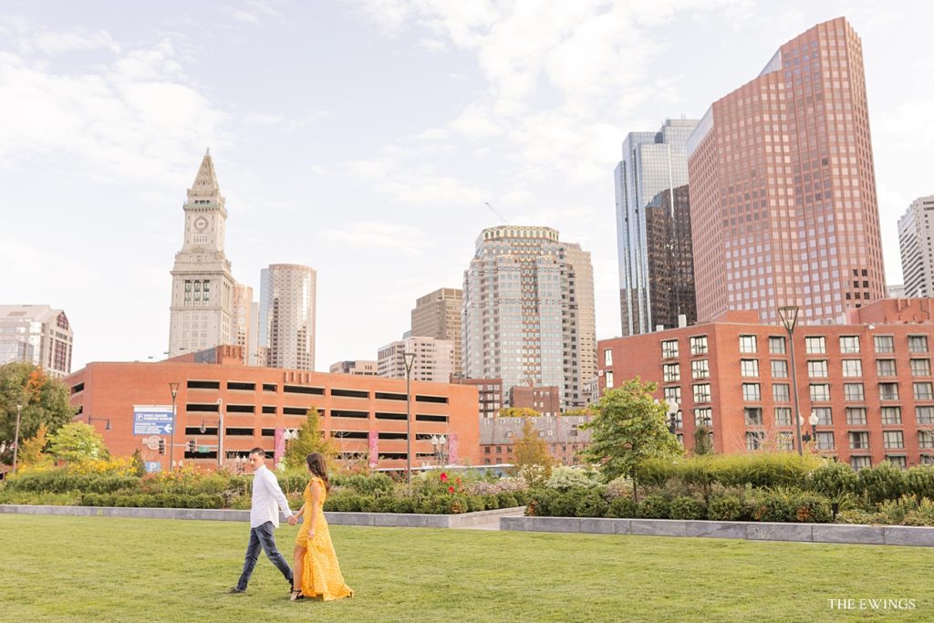 This is a fun North End Boston Engagement session on the Greenway.
