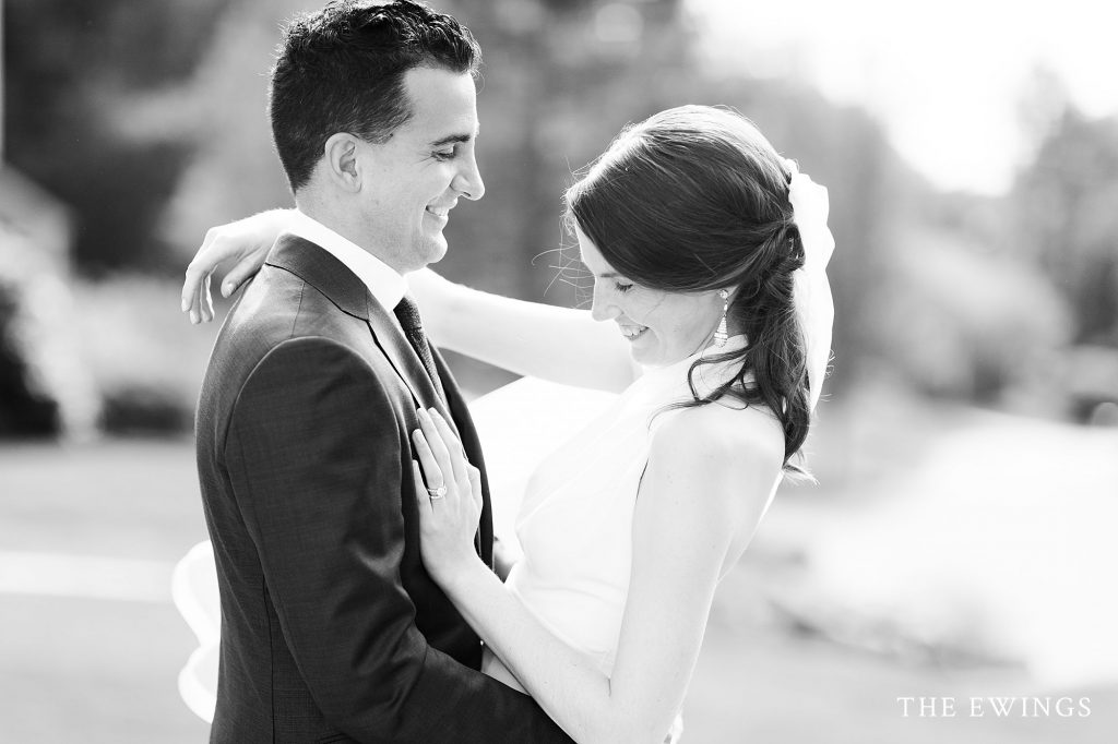 intimate backyard wedding elopement in acton for Amy and Kirk, black and white photo