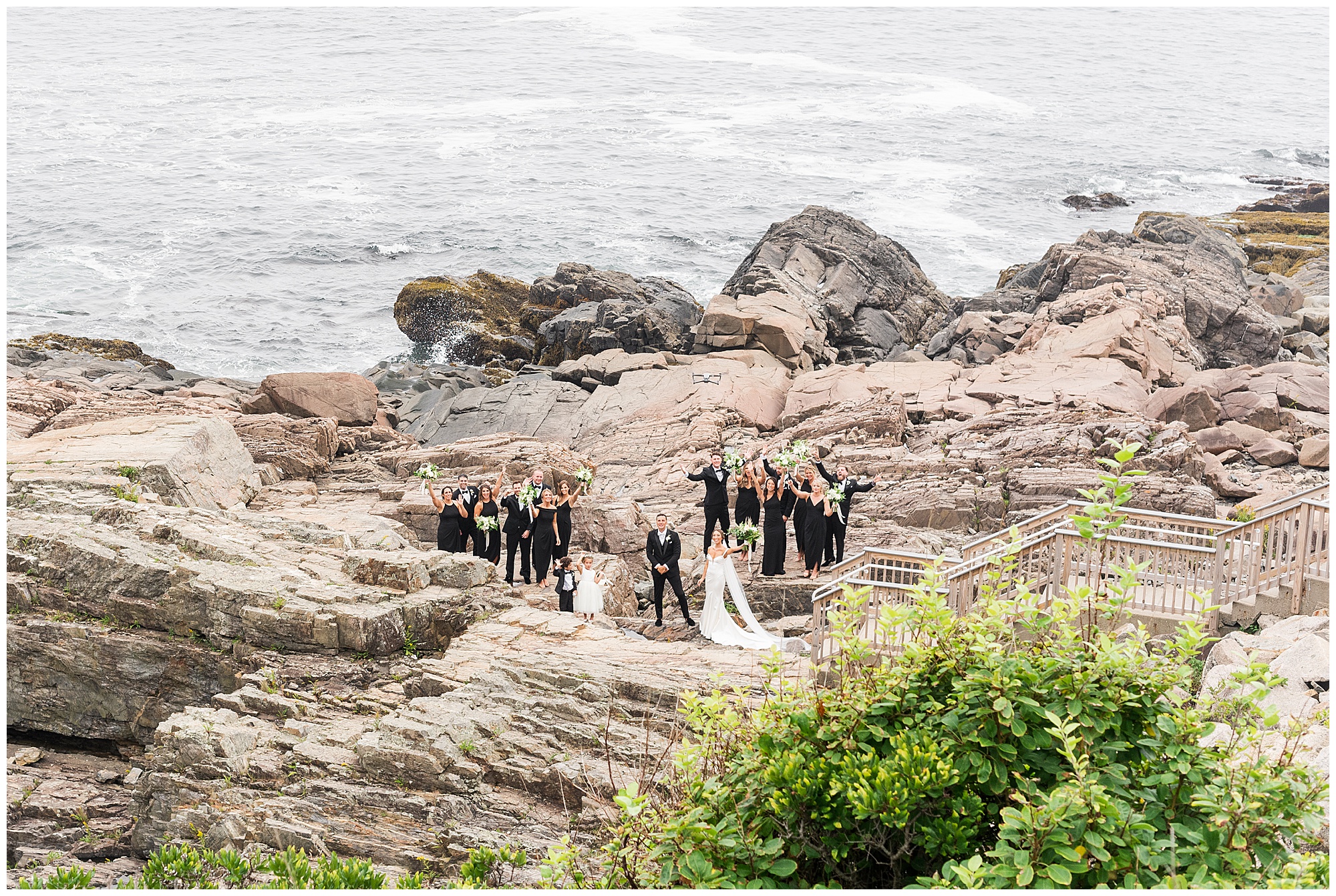 wedding drone coverage east coast ocean wedding