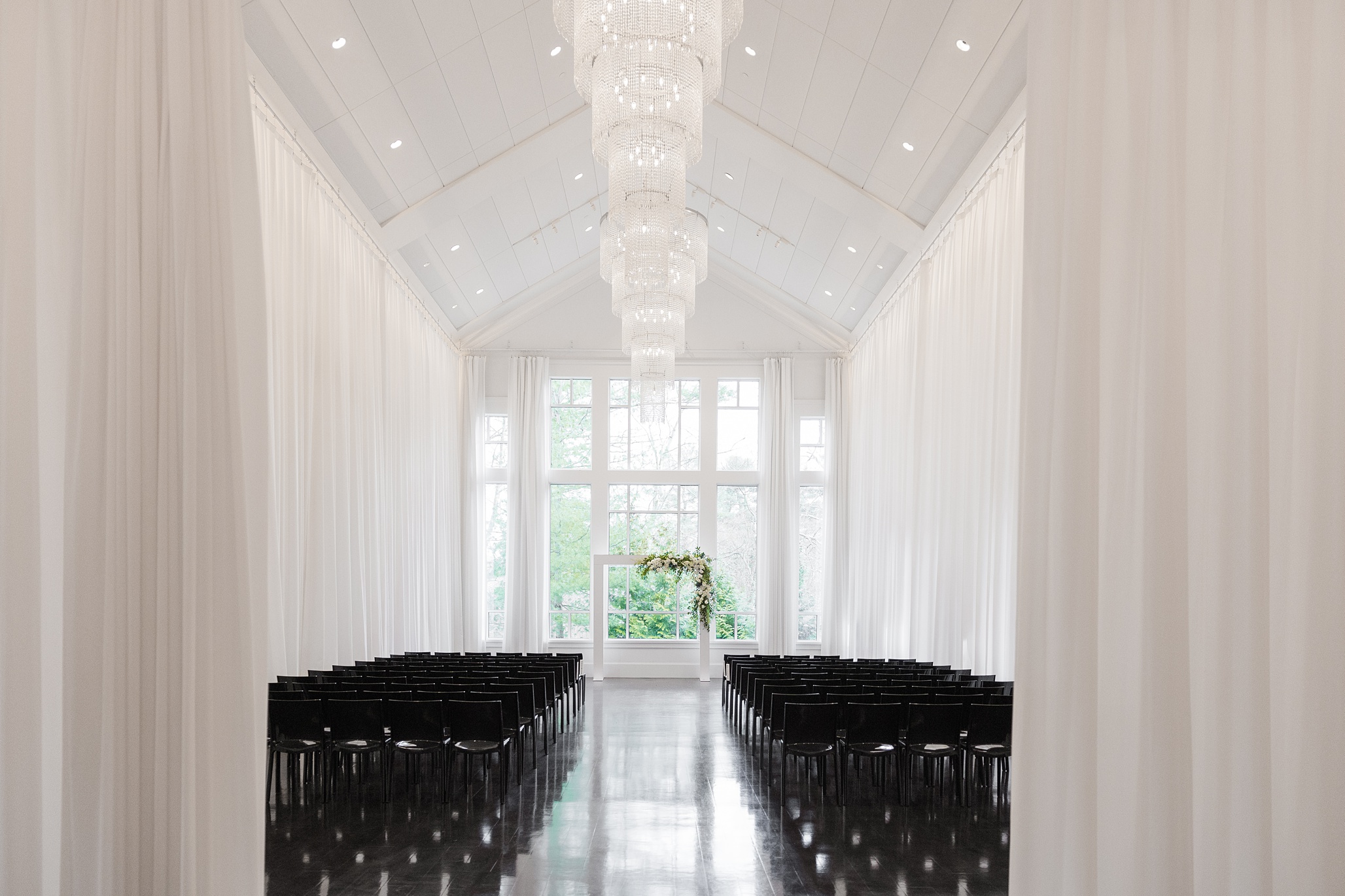 Lakeview Pavilion Wedding Photographer and Videographer Team, elegant venue with high ceilings and big chandeliers in Boston's south shore.