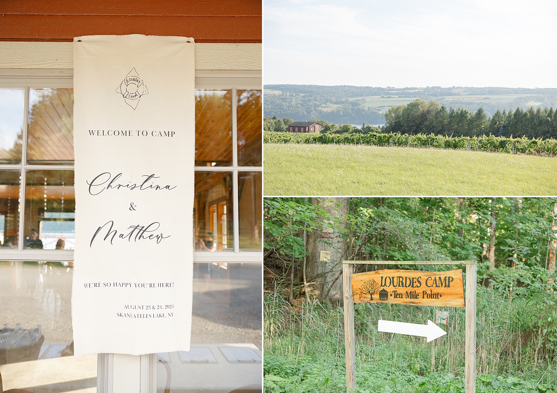 Details from a tent wedding at Lourdes Camp on Skaneateles Lake in the finger lakes region of New York by The Ewings, a luxury wedding photography and videography team