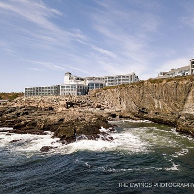 Aerial photograph of the Cliff House in Ogunquit Maine, a gorgeous oceanfront wedding venue