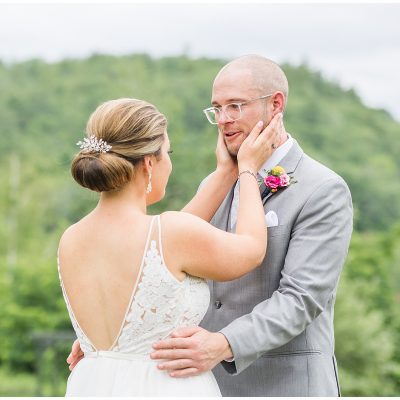 First look wedding white mountains NH The Ewings Photography